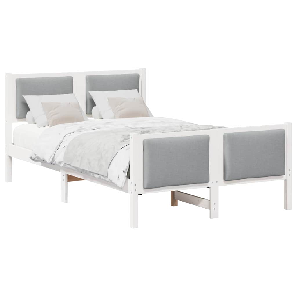 Bedframe met hoofdeinde Lichtgrijs 120 x 190 cm Stof is nu te koop bij PeponiXL, paradijselijk wonen!