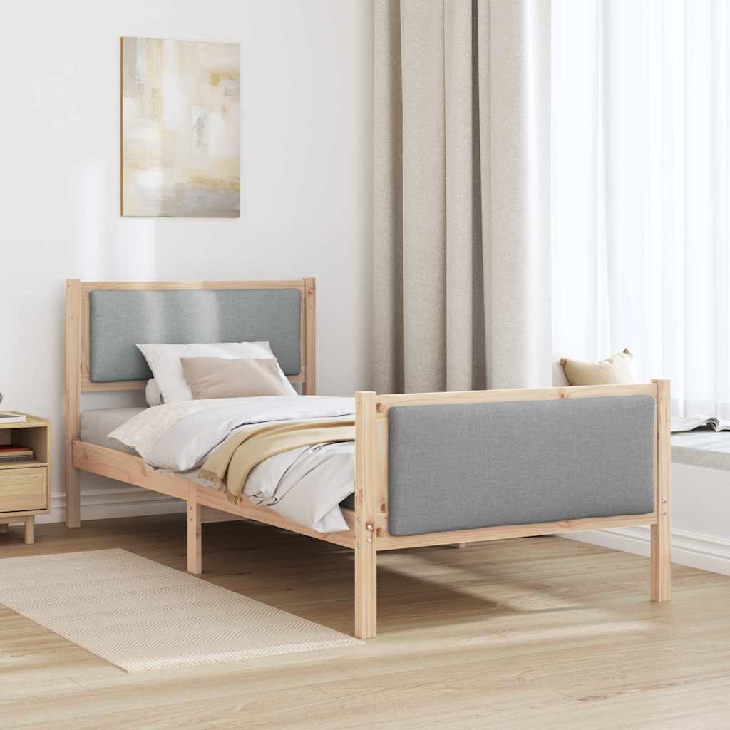 Bedframe met hoofdeinde Lichtgrijs 100 x 200 cm Stof is nu te koop bij PeponiXL, paradijselijk wonen!