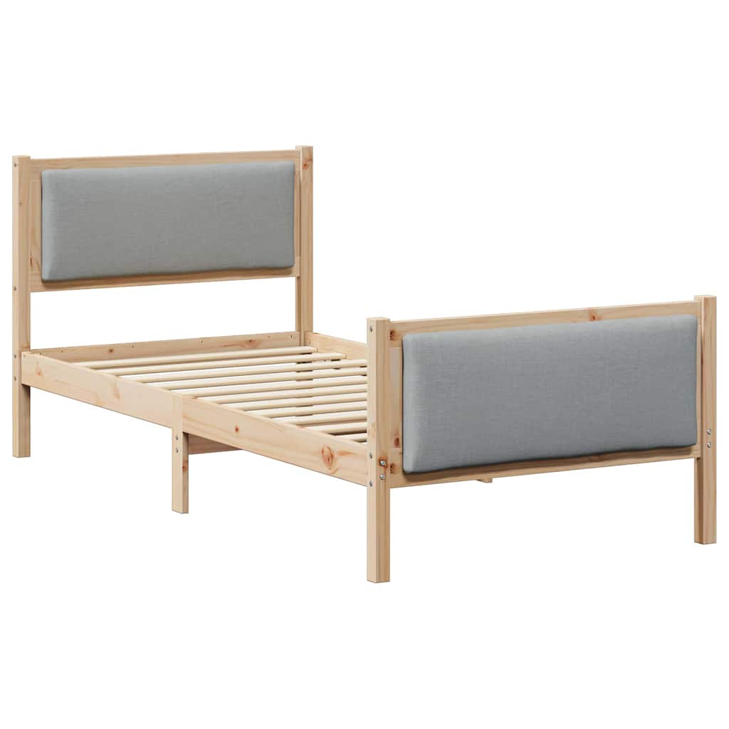 Bedframe met hoofdeinde Lichtgrijs 100 x 200 cm Stof is nu te koop bij PeponiXL, paradijselijk wonen!