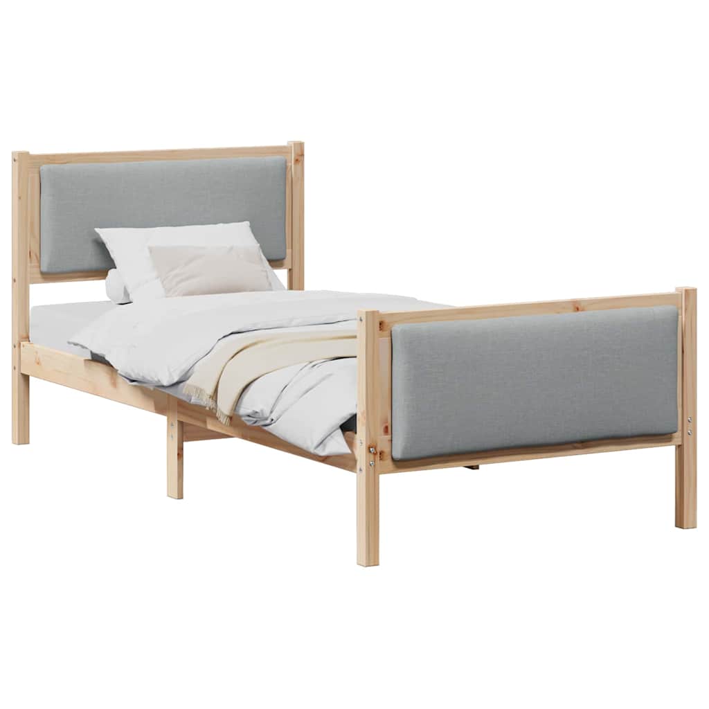 Bedframe met hoofdeinde Lichtgrijs 100 x 200 cm Stof is nu te koop bij PeponiXL, paradijselijk wonen!