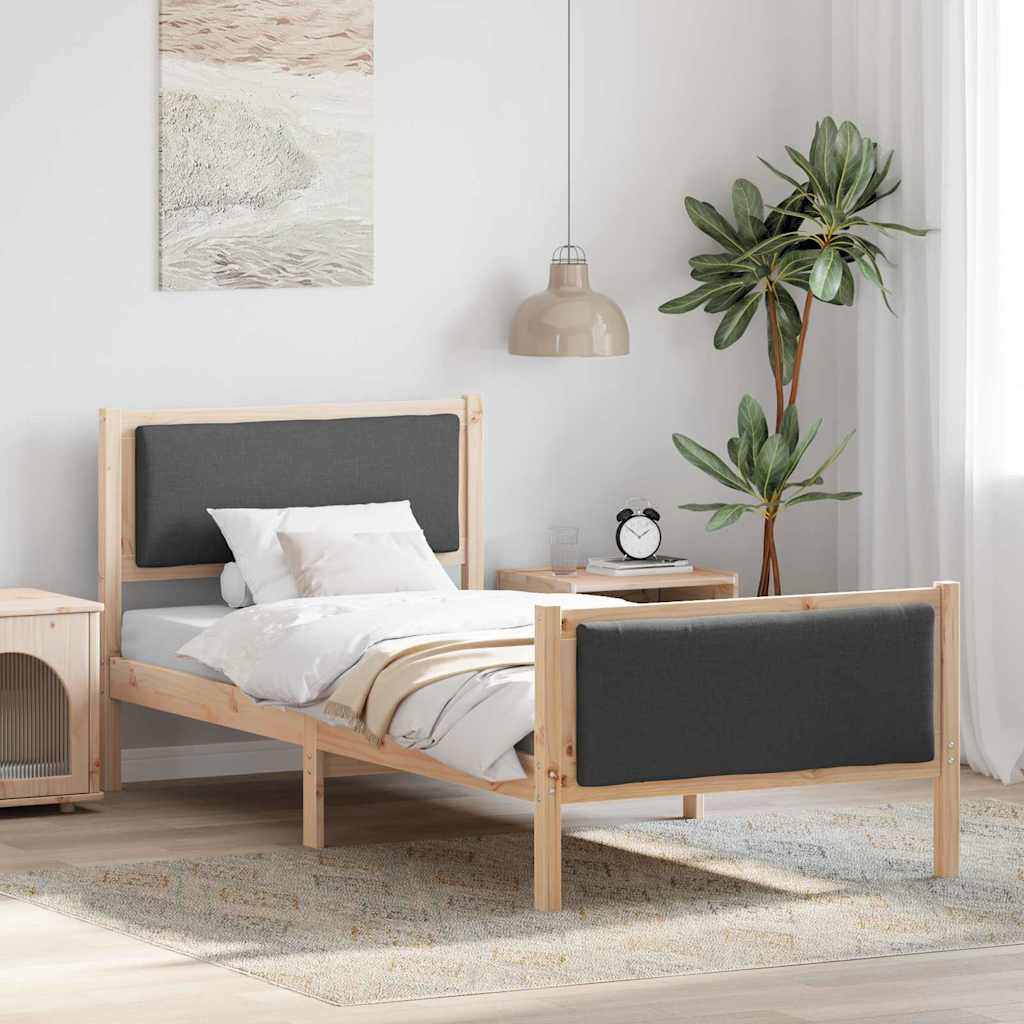 Bedframe met hoofdeinde Donkergrijs 100 x 200 cm Stof is nu te koop bij PeponiXL, paradijselijk wonen!