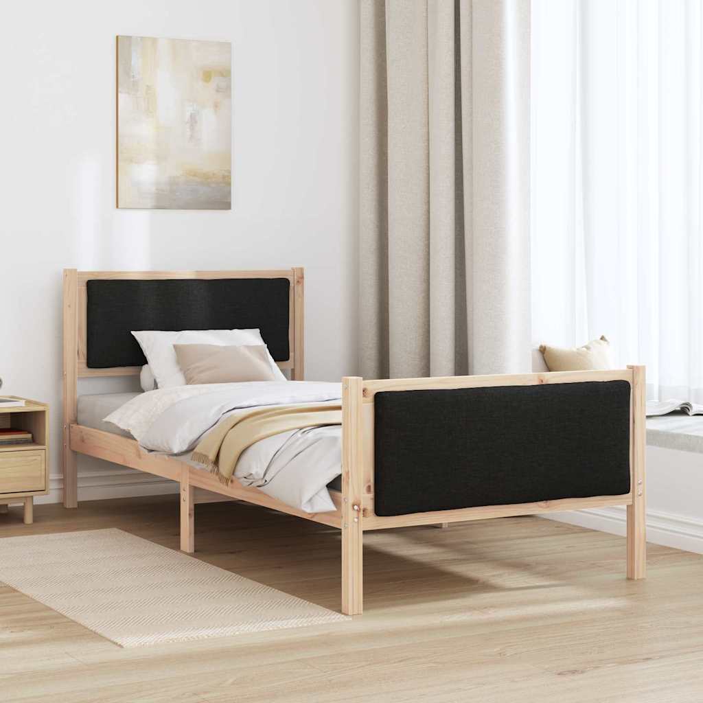 Bedframe met hoofdeinde Zwart 90 x 200 cm Stof is nu te koop bij PeponiXL, paradijselijk wonen!