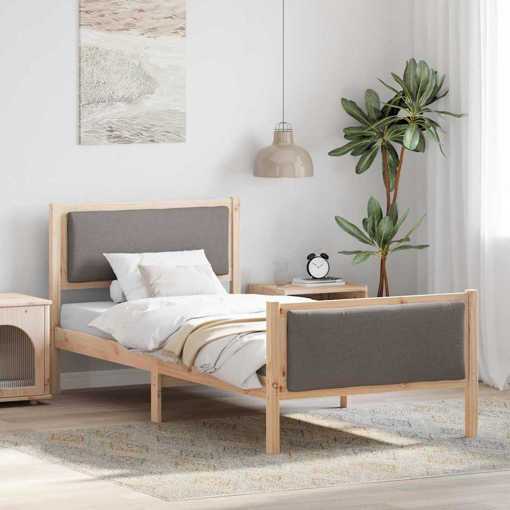 Bedframe met hoofdeinde Taupe 90 x 200 cm Stof is nu te koop bij PeponiXL, paradijselijk wonen!