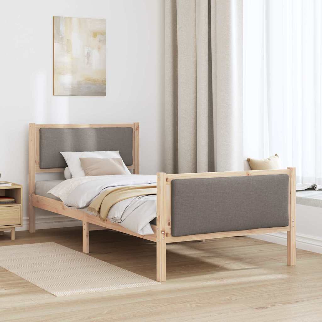 Bedframe met hoofdeinde Taupe 90 x 200 cm Stof is nu te koop bij PeponiXL, paradijselijk wonen!