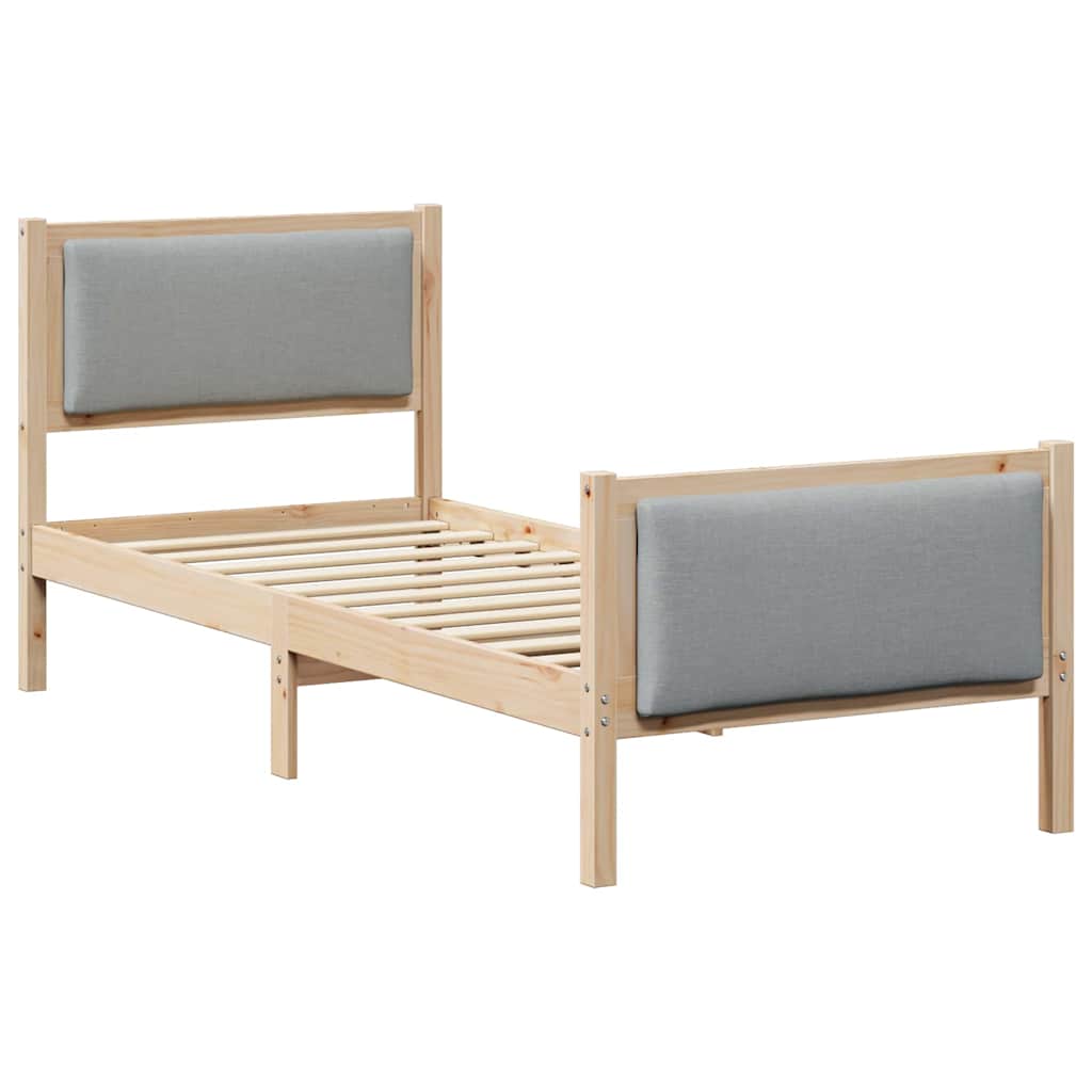 Bedframe met hoofdeinde Lichtgrijs 80 x 200 cm Stof is nu te koop bij PeponiXL, paradijselijk wonen!