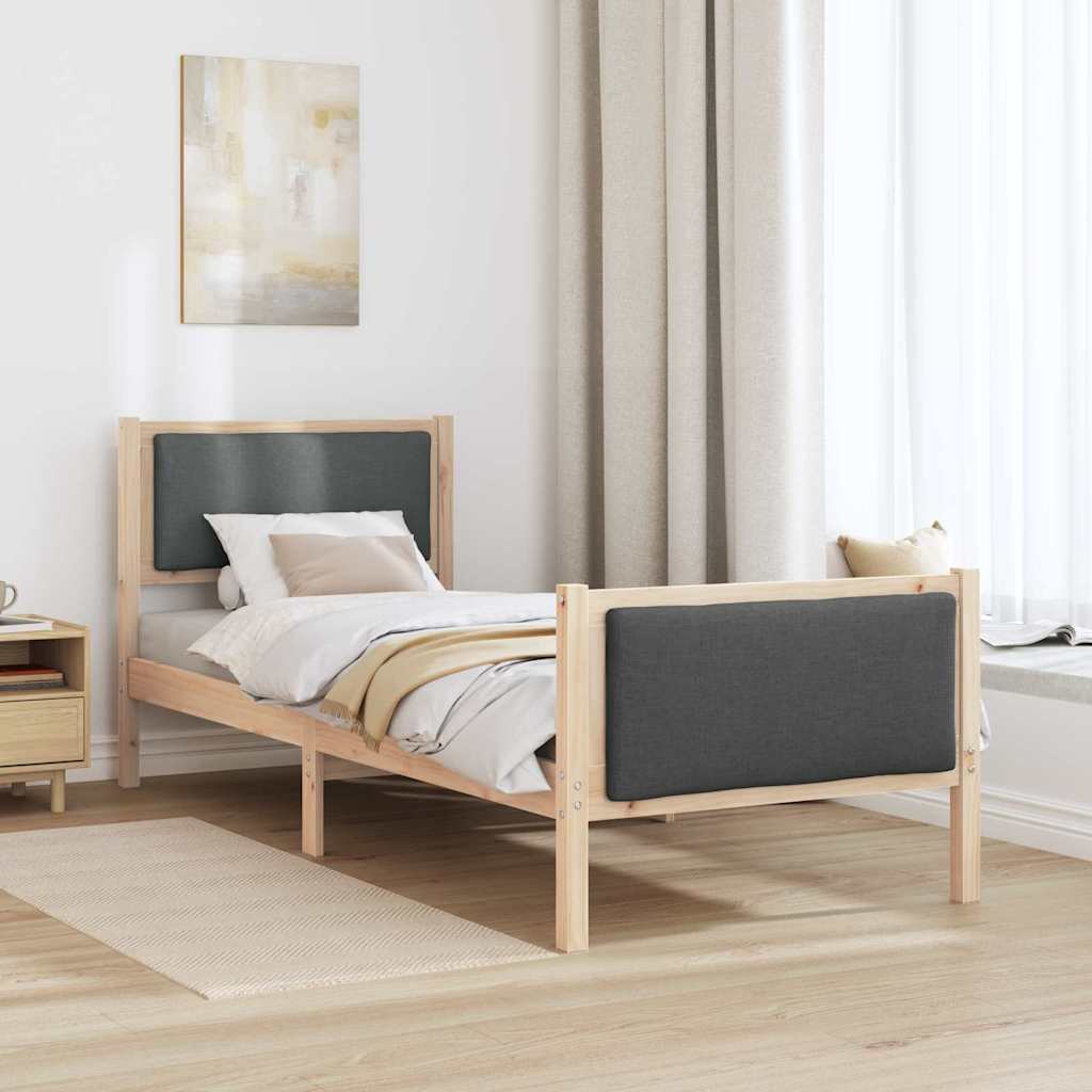 Bedframe met hoofdeinde Donkergrijs 80 x 200 cm Stof is nu te koop bij PeponiXL, paradijselijk wonen!