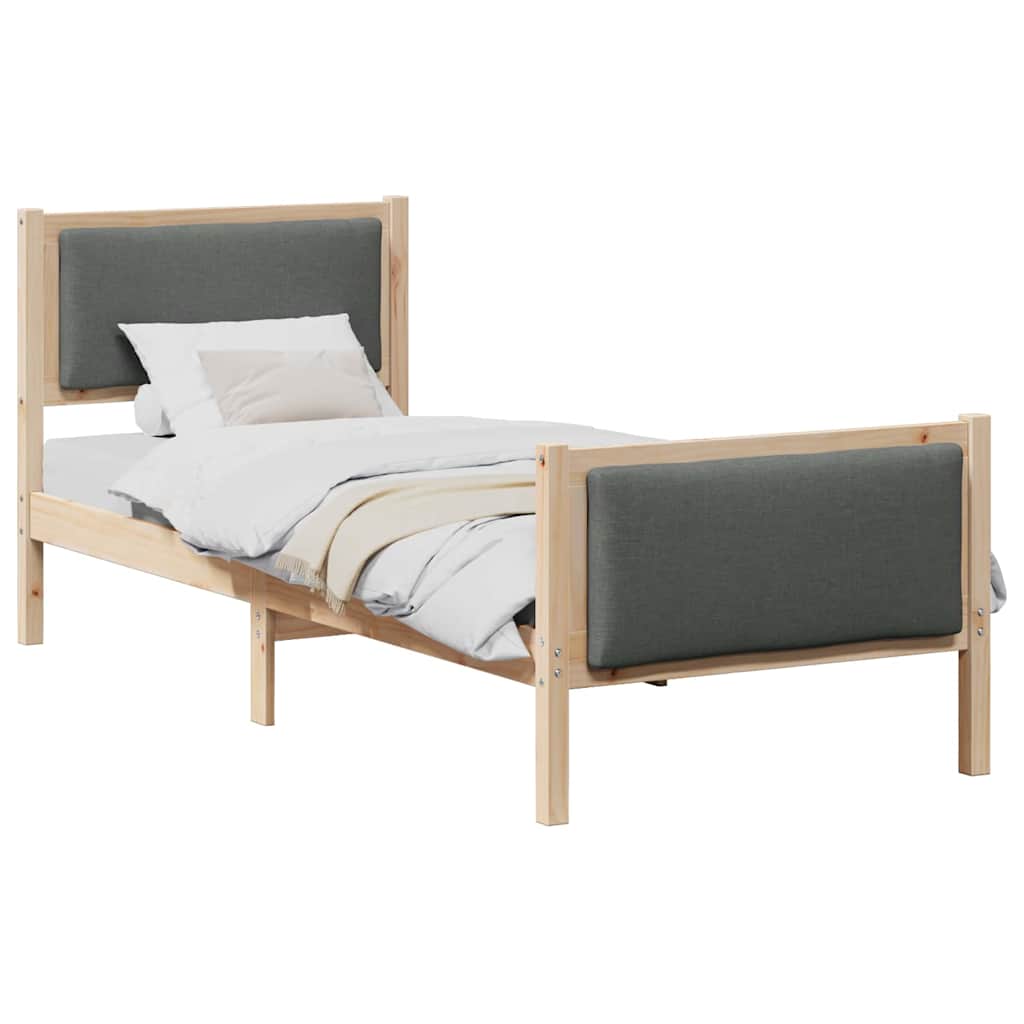 Bedframe met hoofdeinde Donkergrijs 80 x 200 cm Stof is nu te koop bij PeponiXL, paradijselijk wonen!