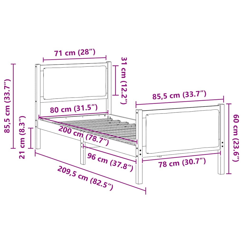 Bedframe met hoofdeinde Donkergrijs 80 x 200 cm Stof is nu te koop bij PeponiXL, paradijselijk wonen!