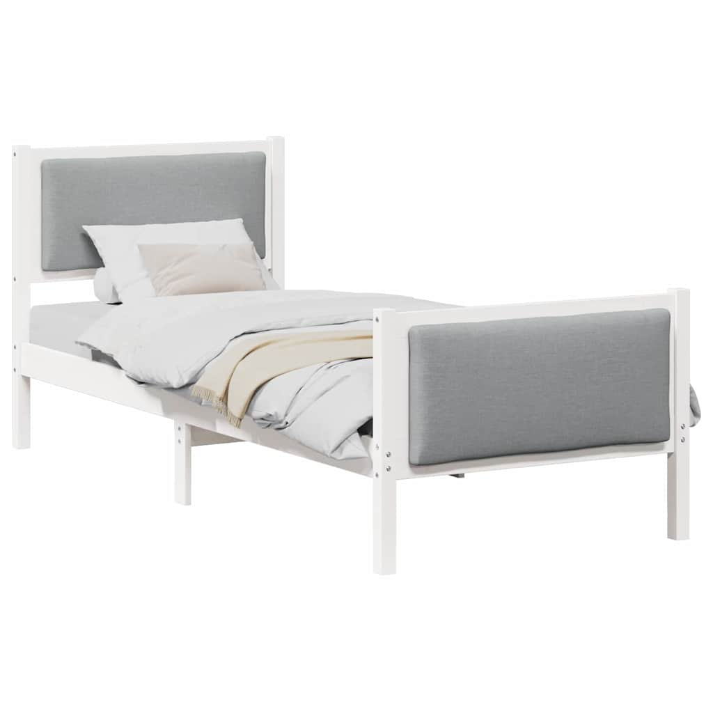 Bedframe met hoofdeinde Lichtgrijs 80 x 200 cm Stof is nu te koop bij PeponiXL, paradijselijk wonen!