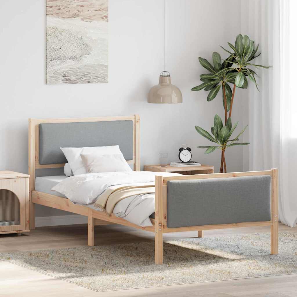 Bedframe met hoofdeinde Lichtgrijs 90 x 190 cm Stof is nu te koop bij PeponiXL, paradijselijk wonen!