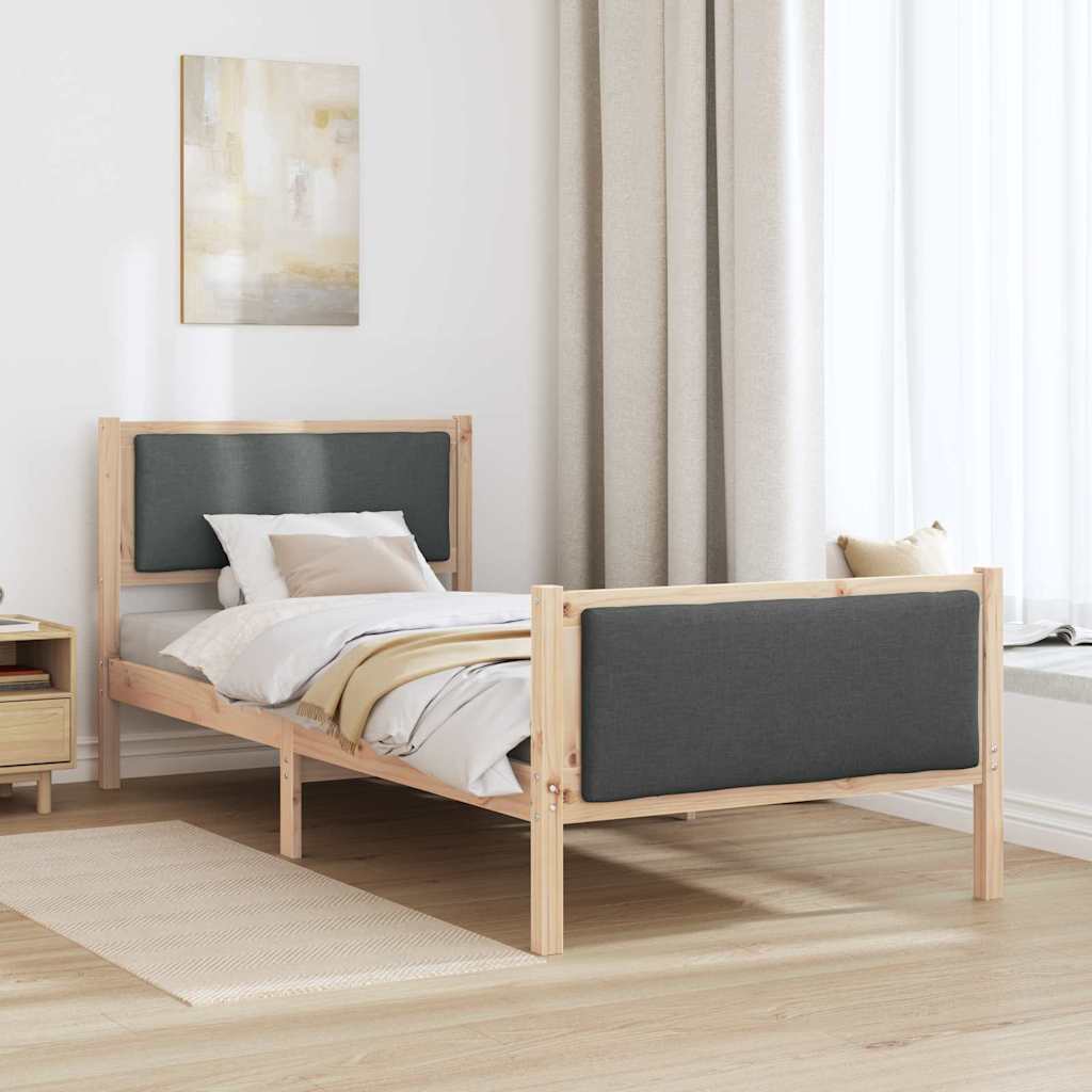 Bedframe met hoofdeinde Donkergrijs 90 x 190 cm Stof is nu te koop bij PeponiXL, paradijselijk wonen!
