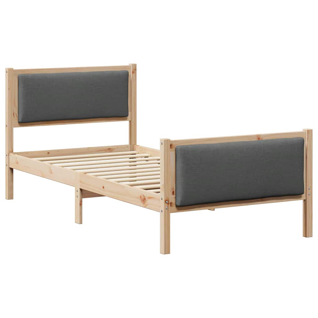 Bedframe met hoofdeinde Donkergrijs 90 x 190 cm Stof is nu te koop bij PeponiXL, paradijselijk wonen!