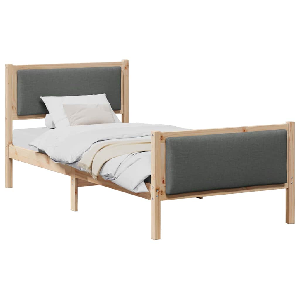 Bedframe met hoofdeinde Donkergrijs 90 x 190 cm Stof is nu te koop bij PeponiXL, paradijselijk wonen!