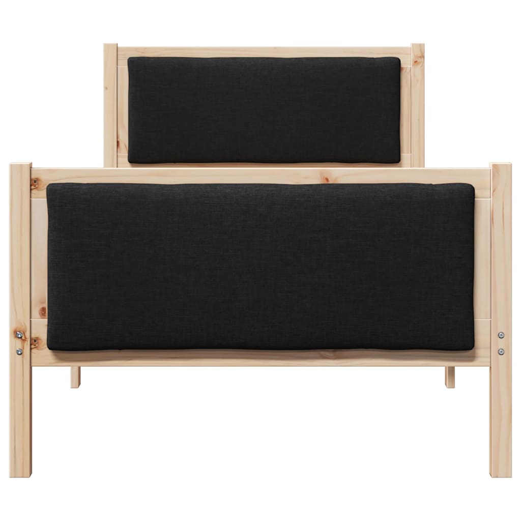 Bedframe met hoofdeinde Zwart 90 x 190 cm Stof is nu te koop bij PeponiXL, paradijselijk wonen!