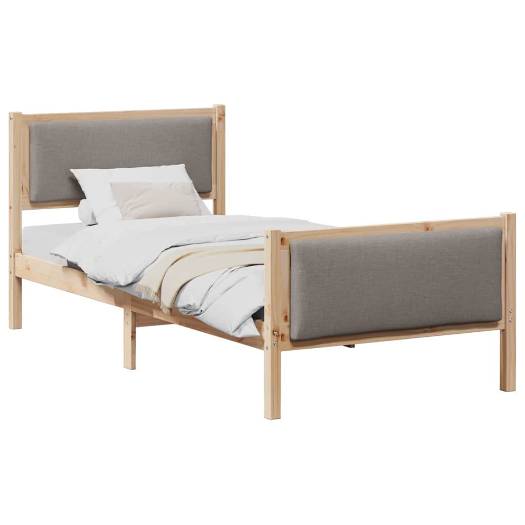 Bedframe met hoofdeinde Taupe 90 x 190 cm Stof is nu te koop bij PeponiXL, paradijselijk wonen!