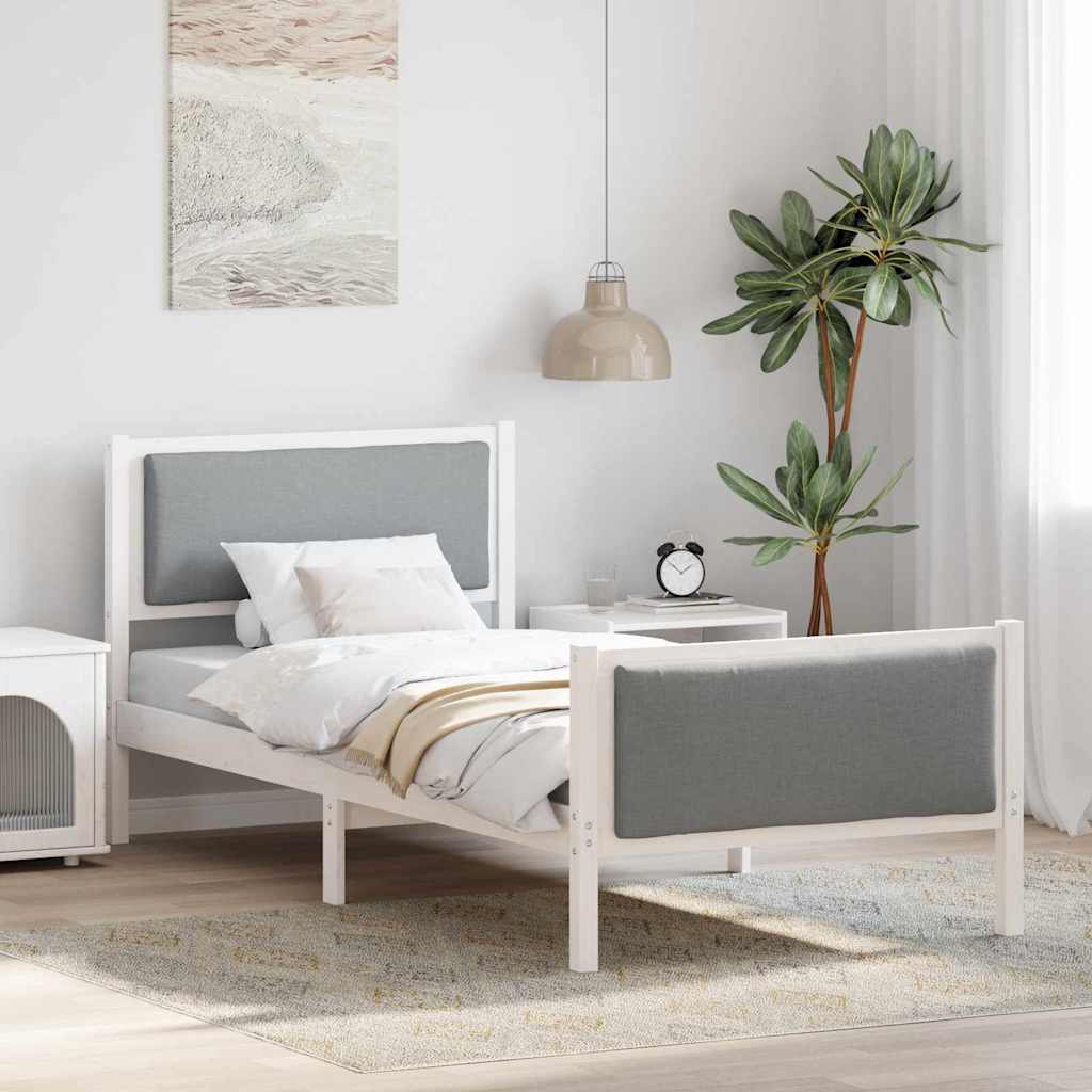 Bedframe met hoofdeinde Lichtgrijs 90 x 190 cm Stof is nu te koop bij PeponiXL, paradijselijk wonen!