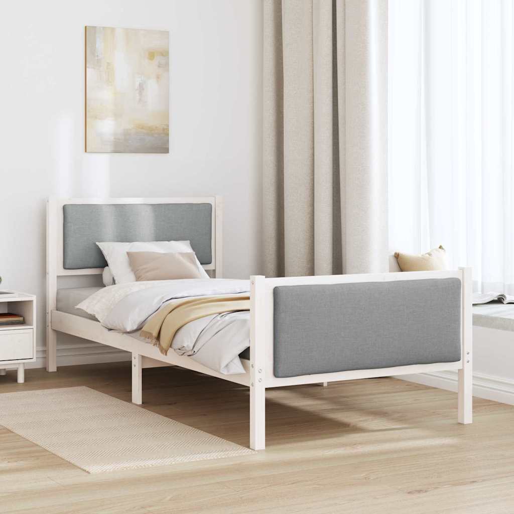 Bedframe met hoofdeinde Lichtgrijs 90 x 190 cm Stof is nu te koop bij PeponiXL, paradijselijk wonen!