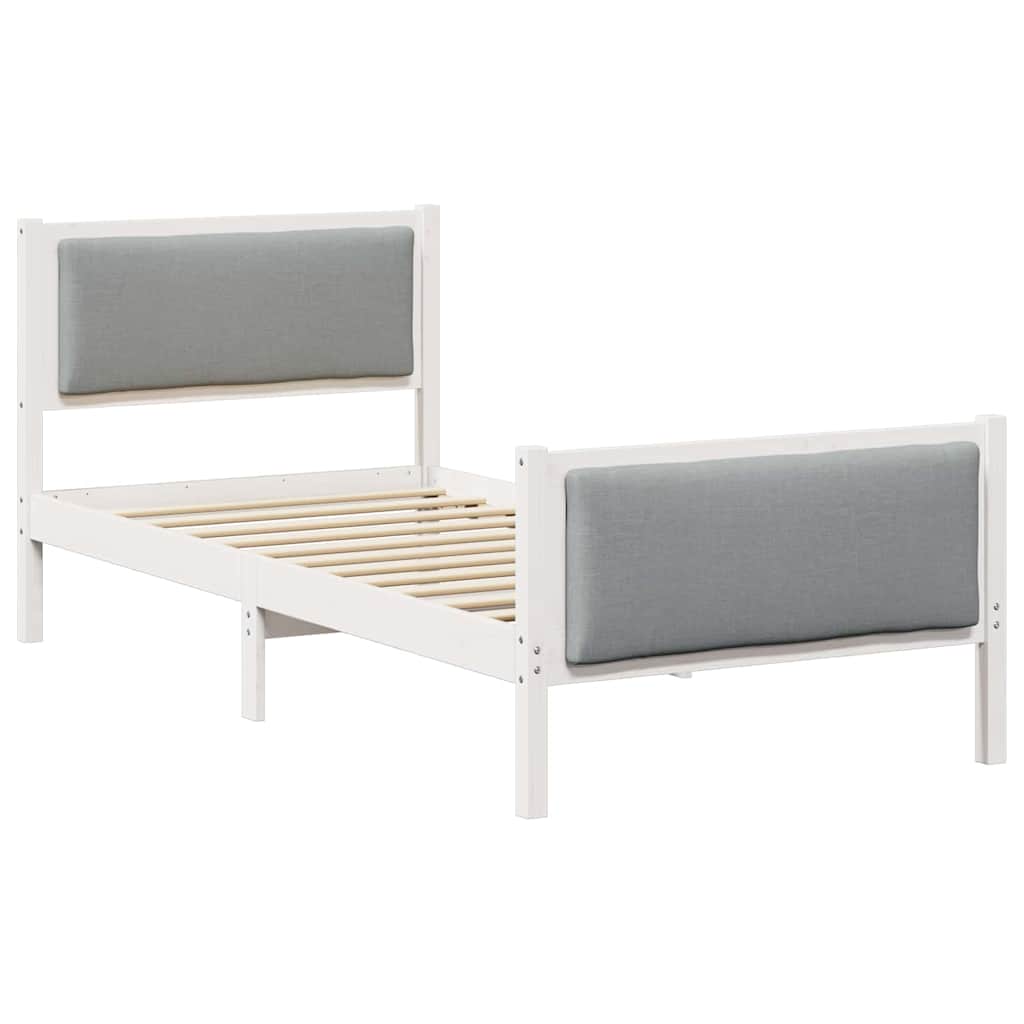 Bedframe met hoofdeinde Lichtgrijs 90 x 190 cm Stof is nu te koop bij PeponiXL, paradijselijk wonen!