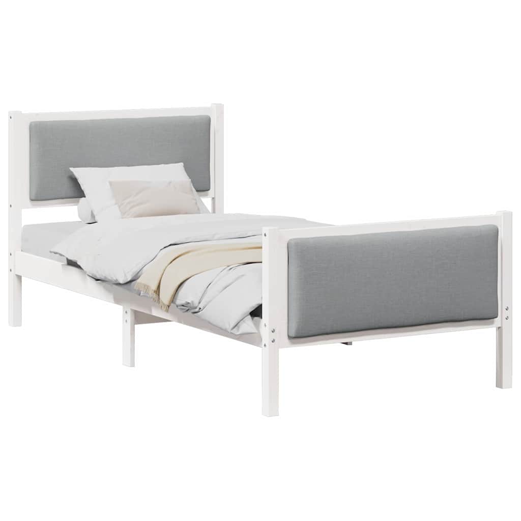 Bedframe met hoofdeinde Lichtgrijs 90 x 190 cm Stof is nu te koop bij PeponiXL, paradijselijk wonen!