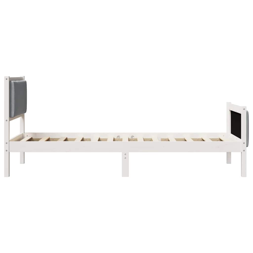 Bedframe met hoofdeinde Lichtgrijs 90 x 190 cm Stof is nu te koop bij PeponiXL, paradijselijk wonen!
