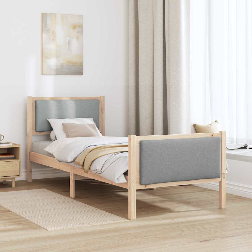 Bedframe met hoofdeinde Lichtgrijs 75 x 190 cm Stof is nu te koop bij PeponiXL, paradijselijk wonen!