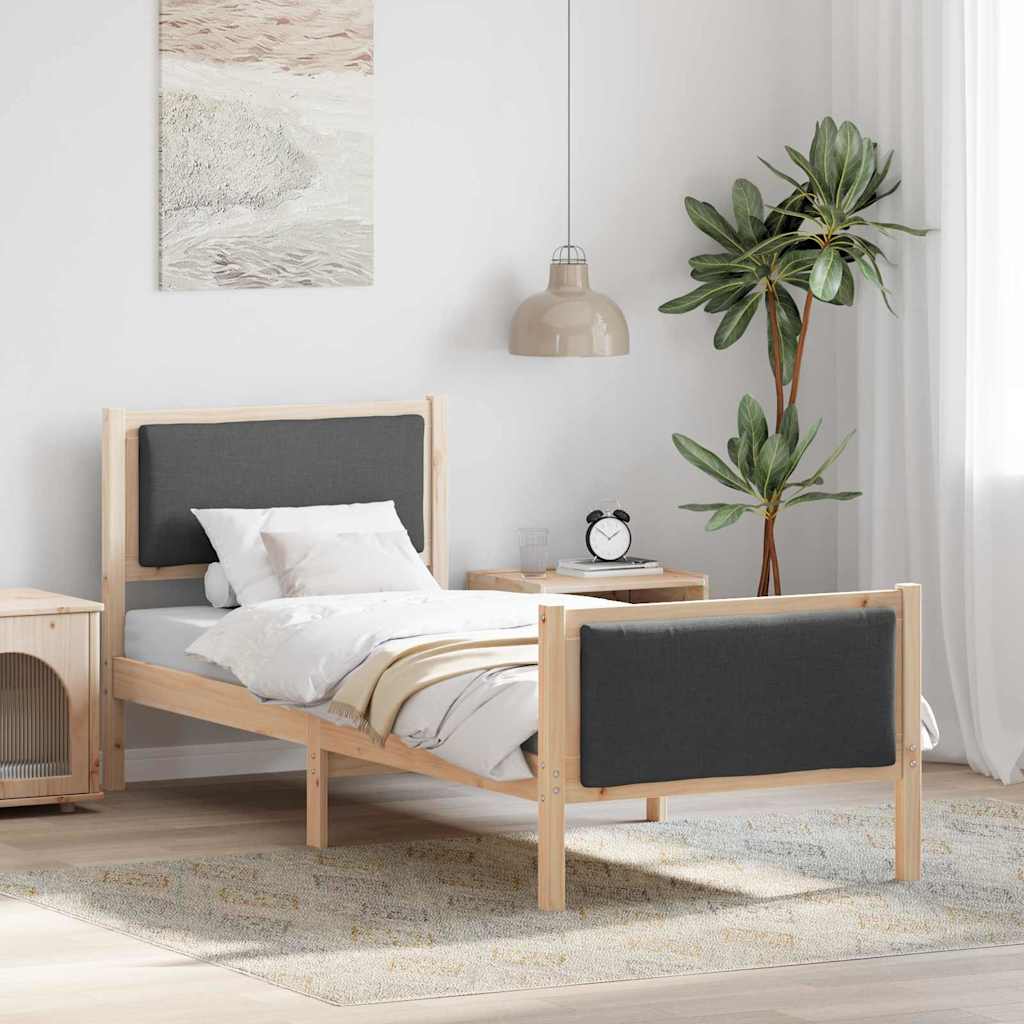 Bedframe met hoofdeinde Donkergrijs 75 x 190 cm Stof is nu te koop bij PeponiXL, paradijselijk wonen!
