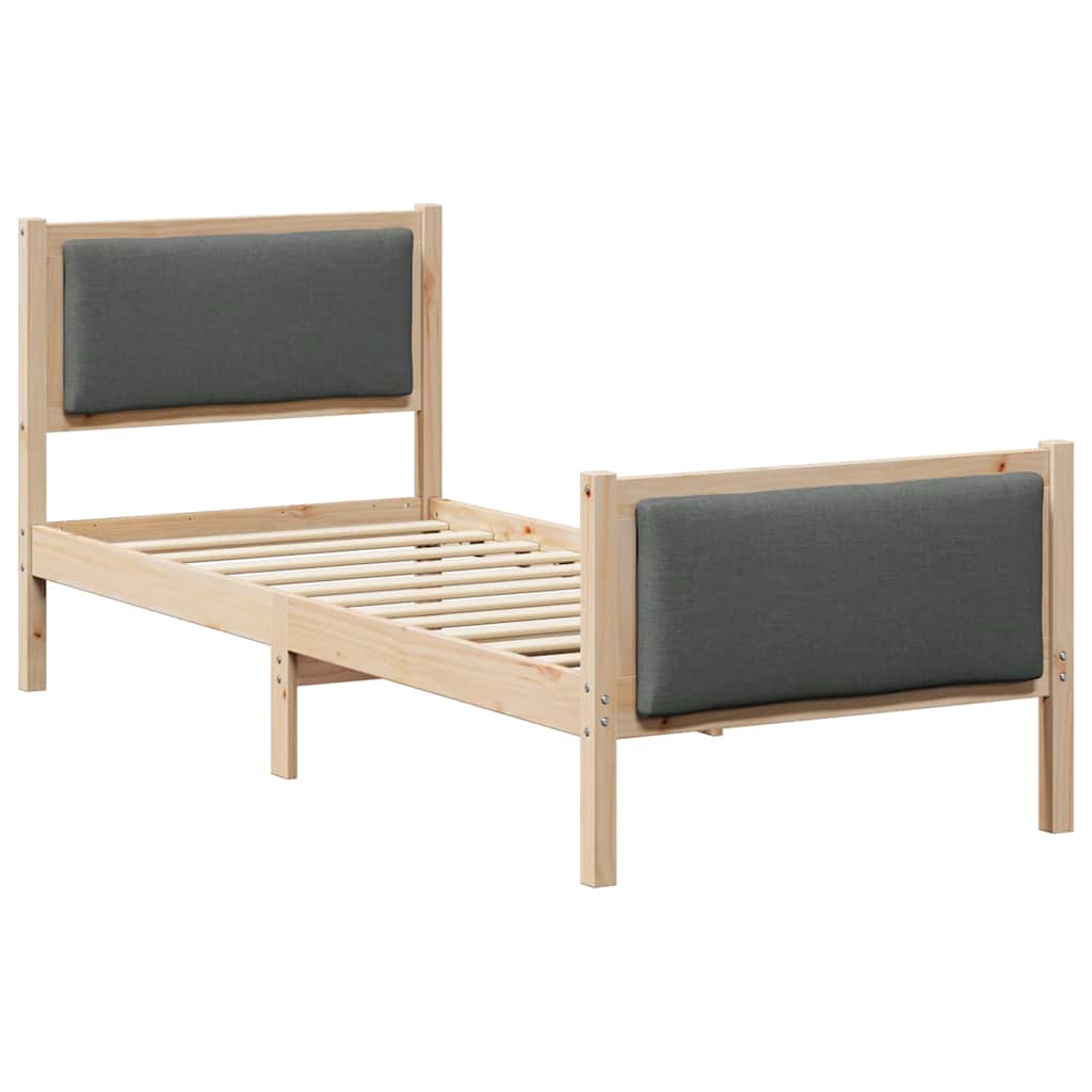 Bedframe met hoofdeinde Donkergrijs 75 x 190 cm Stof is nu te koop bij PeponiXL, paradijselijk wonen!
