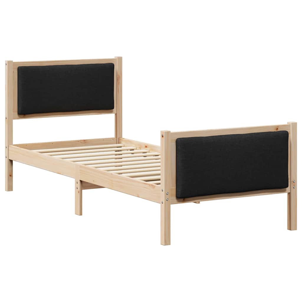 Bedframe met hoofdeinde Zwart 75 x 190 cm Stof is nu te koop bij PeponiXL, paradijselijk wonen!