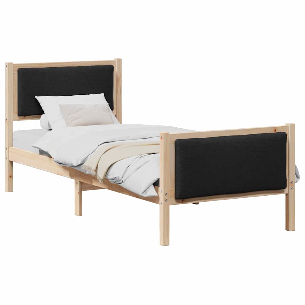 Bedframe met hoofdeinde Zwart 75 x 190 cm Stof is nu te koop bij PeponiXL, paradijselijk wonen!