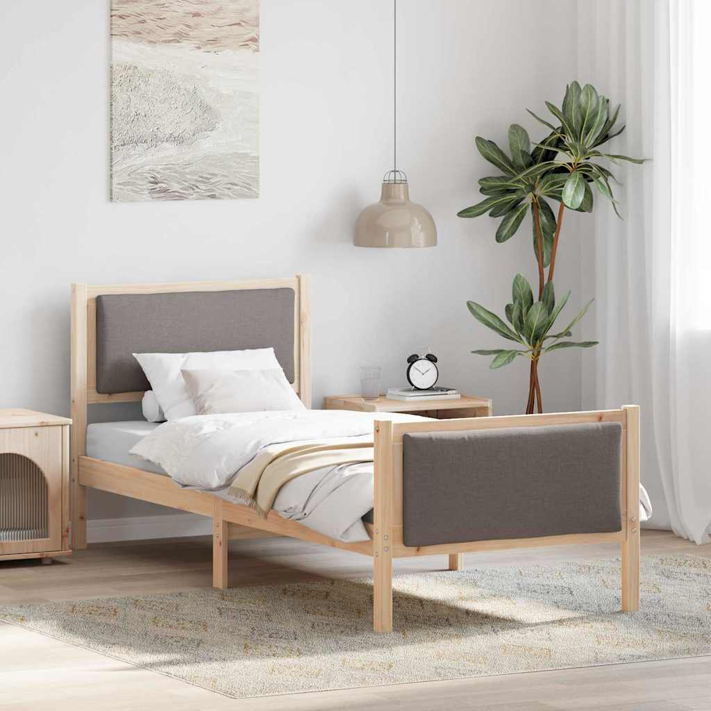 Bedframe met hoofdeinde Taupe 75 x 190 cm Stof is nu te koop bij PeponiXL, paradijselijk wonen!