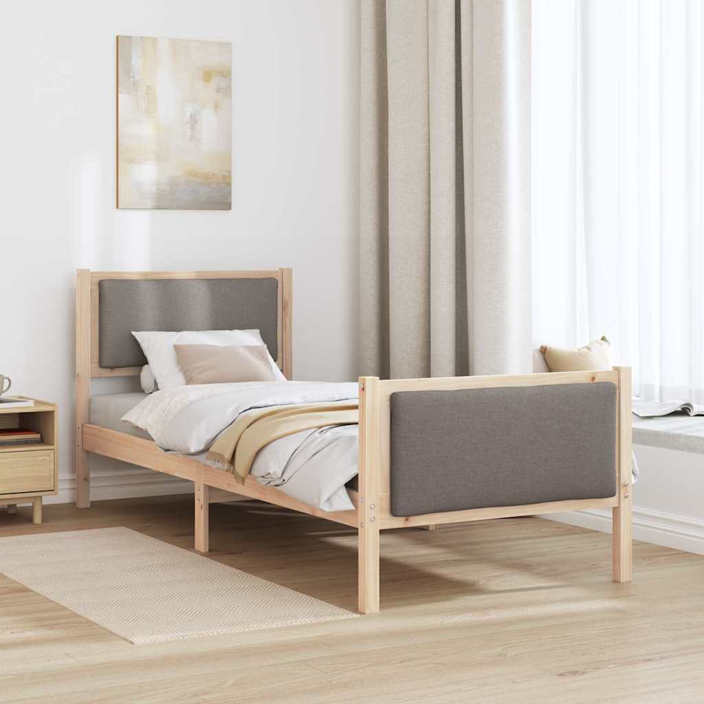 Bedframe met hoofdeinde Taupe 75 x 190 cm Stof is nu te koop bij PeponiXL, paradijselijk wonen!