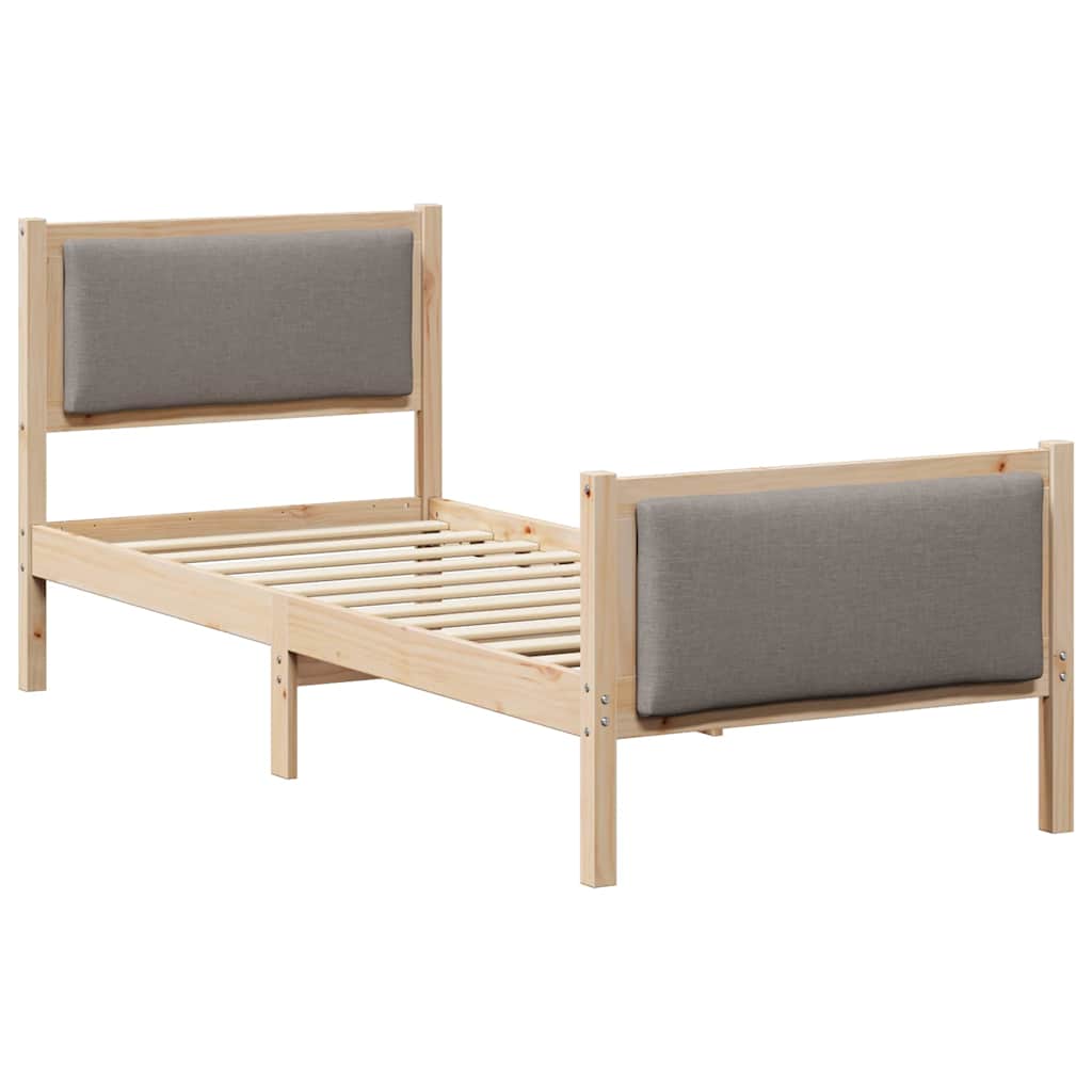 Bedframe met hoofdeinde Taupe 75 x 190 cm Stof is nu te koop bij PeponiXL, paradijselijk wonen!