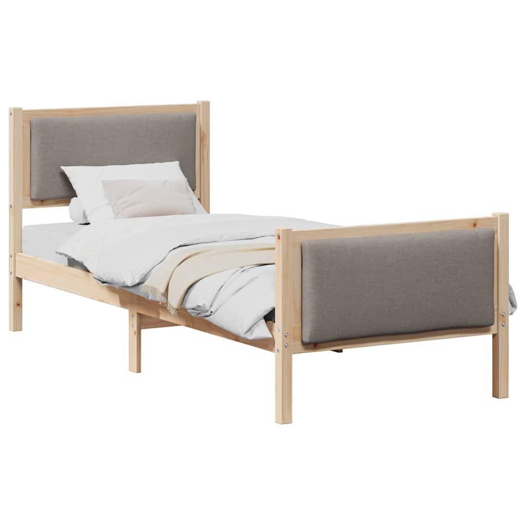 Bedframe met hoofdeinde Taupe 75 x 190 cm Stof is nu te koop bij PeponiXL, paradijselijk wonen!