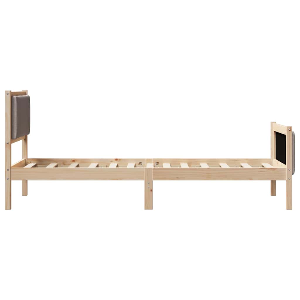 Bedframe met hoofdeinde Taupe 75 x 190 cm Stof is nu te koop bij PeponiXL, paradijselijk wonen!