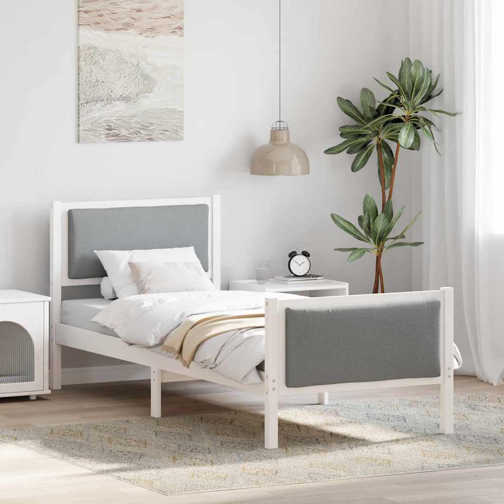 Bedframe met hoofdeinde Lichtgrijs 75 x 190 cm Stof is nu te koop bij PeponiXL, paradijselijk wonen!