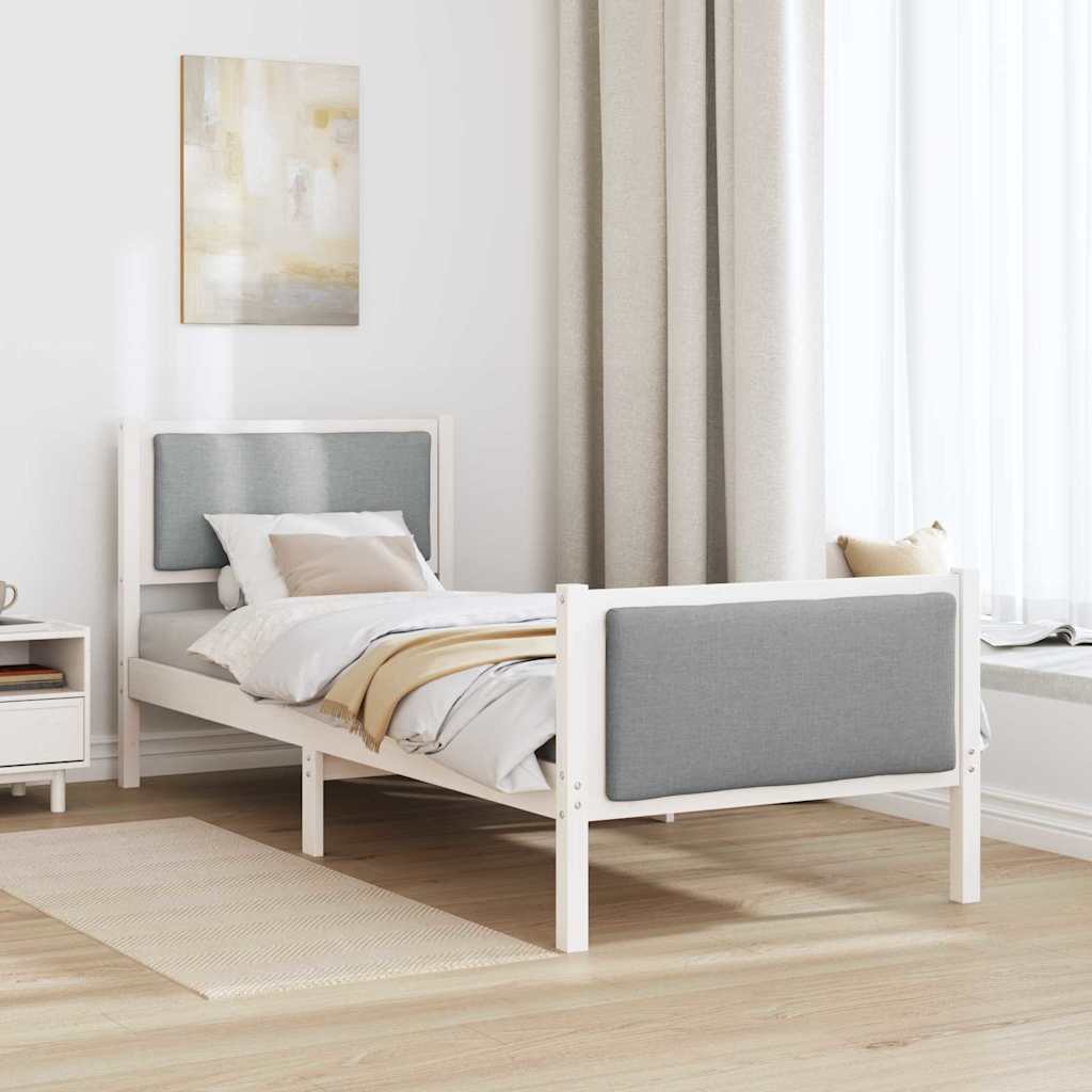 Bedframe met hoofdeinde Lichtgrijs 75 x 190 cm Stof is nu te koop bij PeponiXL, paradijselijk wonen!
