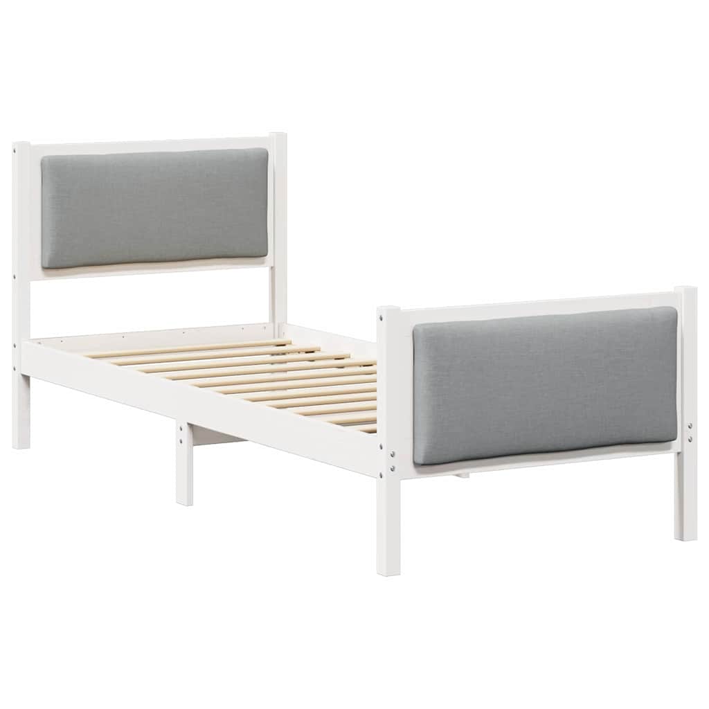 Bedframe met hoofdeinde Lichtgrijs 75 x 190 cm Stof is nu te koop bij PeponiXL, paradijselijk wonen!