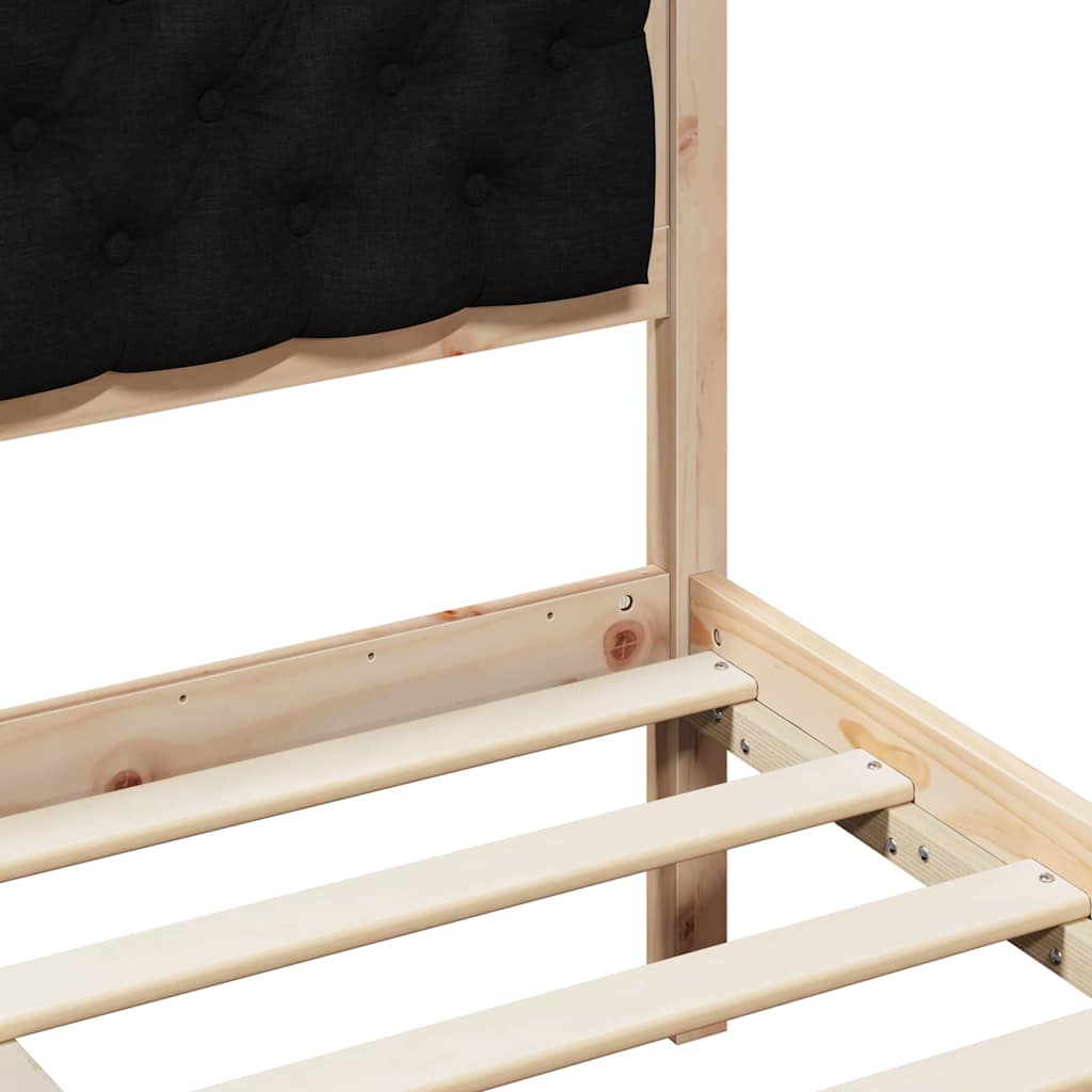 Bedframe met hoofdeinde Zwart 120 x 200 cm Massief grenenhout is nu te koop bij PeponiXL, paradijselijk wonen!