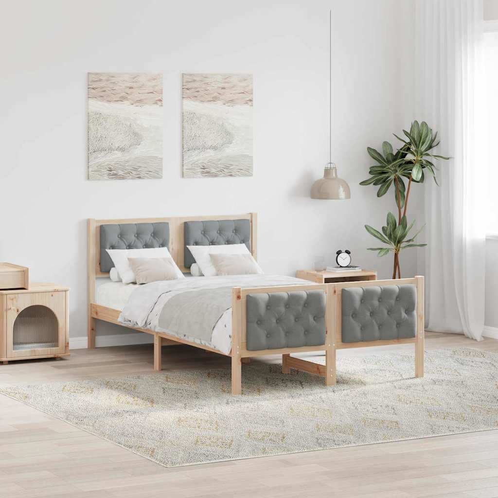 Bedframe Lichtgrijs 135 x 190 cm Massief grenenhout is nu te koop bij PeponiXL, paradijselijk wonen!