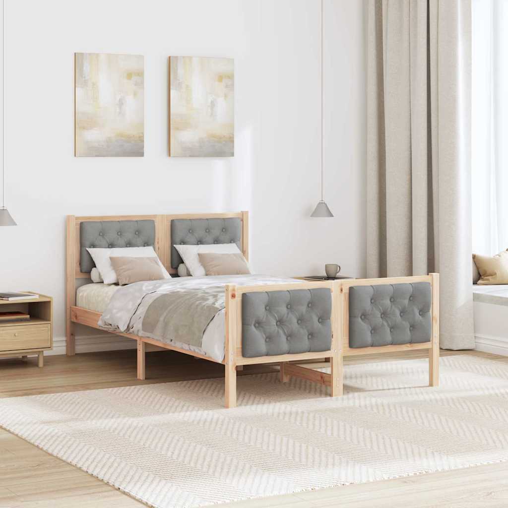 Bedframe Lichtgrijs 135 x 190 cm Massief grenenhout is nu te koop bij PeponiXL, paradijselijk wonen!