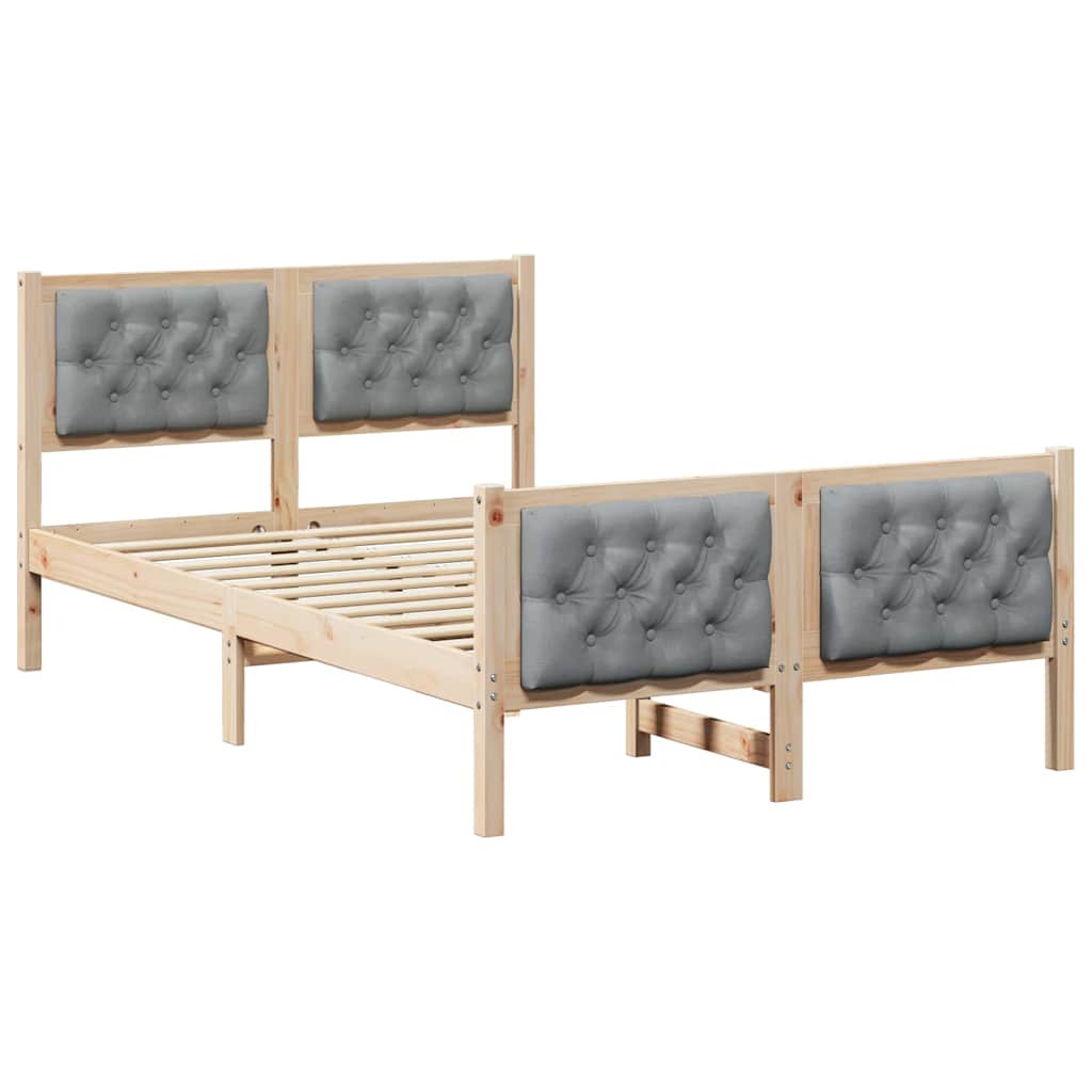 Bedframe Lichtgrijs 135 x 190 cm Massief grenenhout is nu te koop bij PeponiXL, paradijselijk wonen!