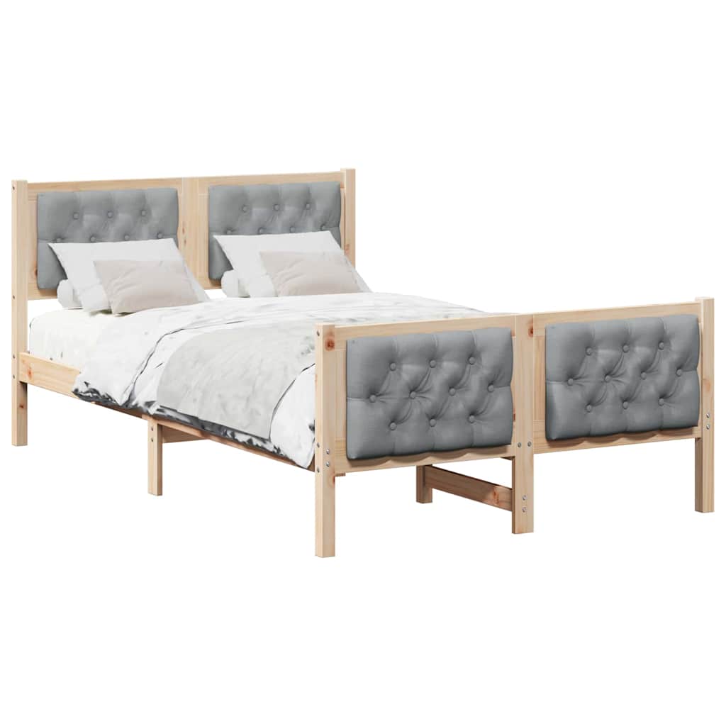 Bedframe Lichtgrijs 135 x 190 cm Massief grenenhout is nu te koop bij PeponiXL, paradijselijk wonen!
