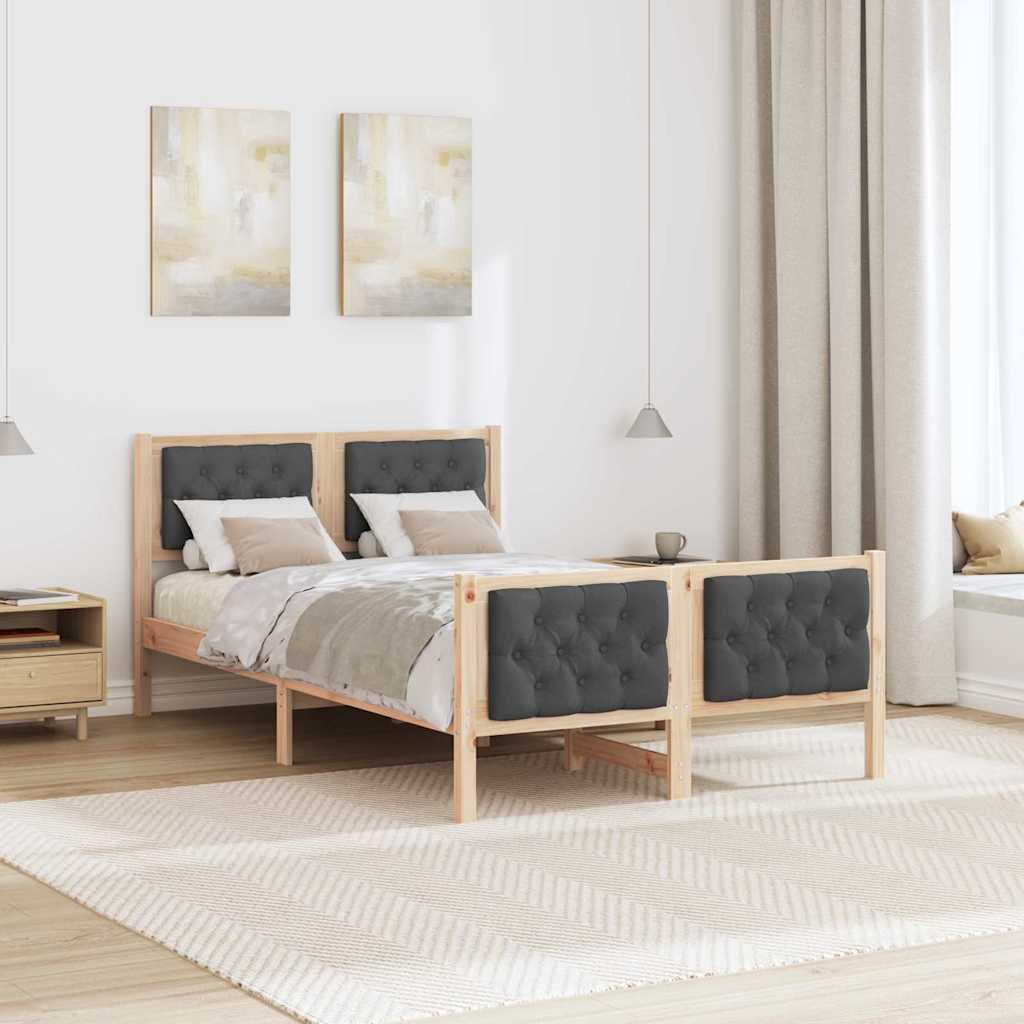 Bedframe Donkergrijs 135 x 190 cm Massief grenenhout is nu te koop bij PeponiXL, paradijselijk wonen!