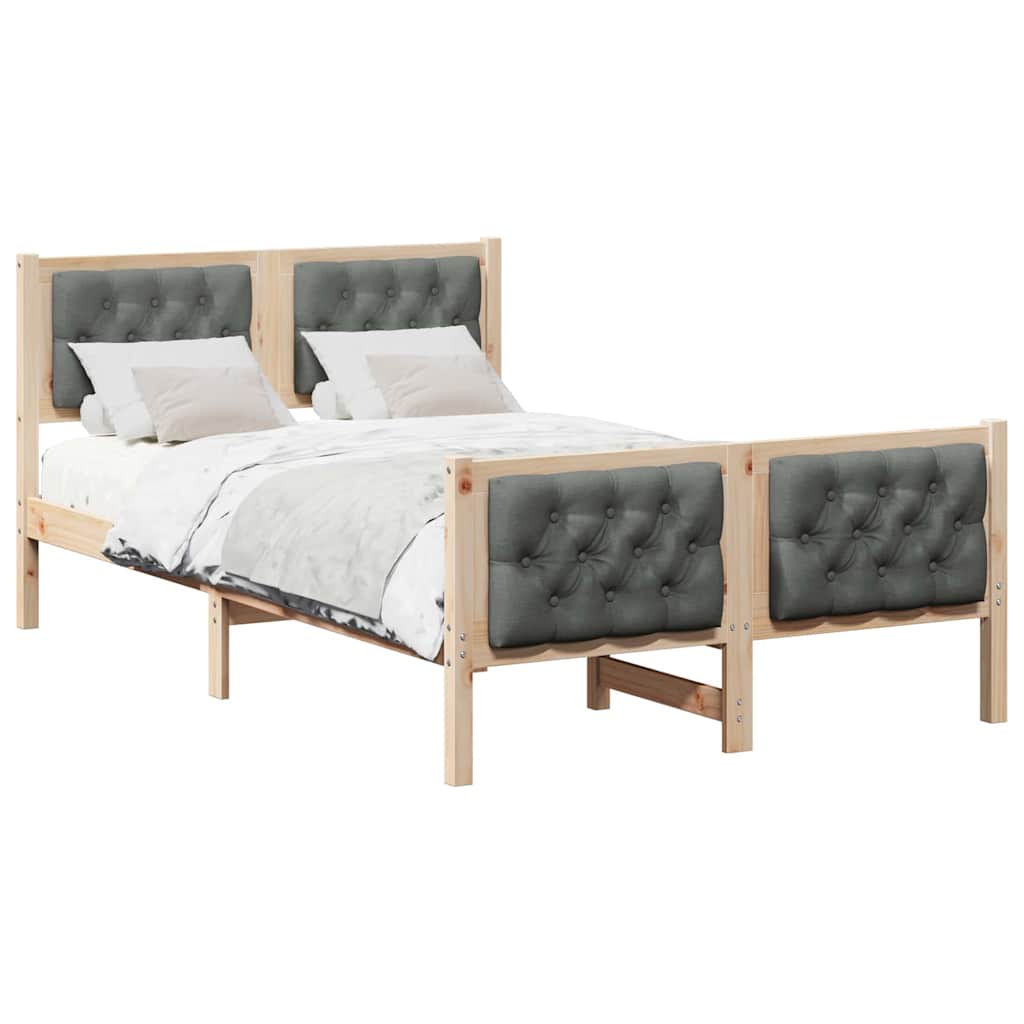 Bedframe Donkergrijs 135 x 190 cm Massief grenenhout is nu te koop bij PeponiXL, paradijselijk wonen!