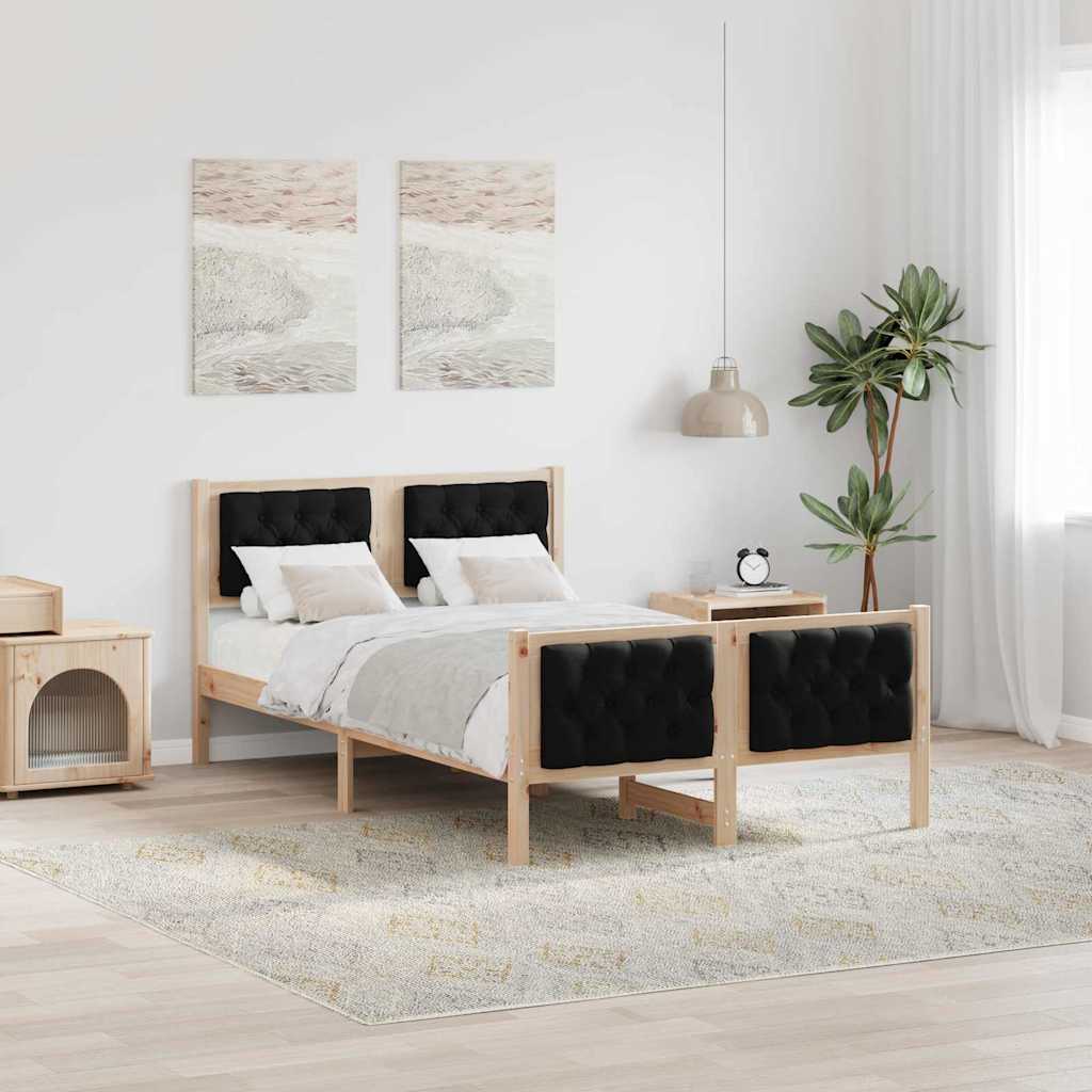 Bedframe met hoofdeinde Zwart 135 x 190 cm Massief grenenhout is nu te koop bij PeponiXL, paradijselijk wonen!