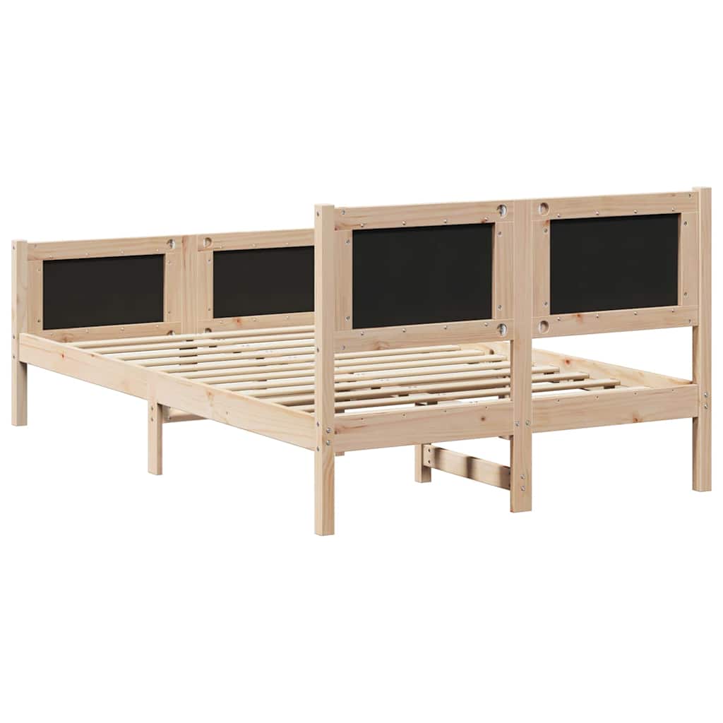 Bedframe met hoofdeinde Zwart 135 x 190 cm Massief grenenhout is nu te koop bij PeponiXL, paradijselijk wonen!