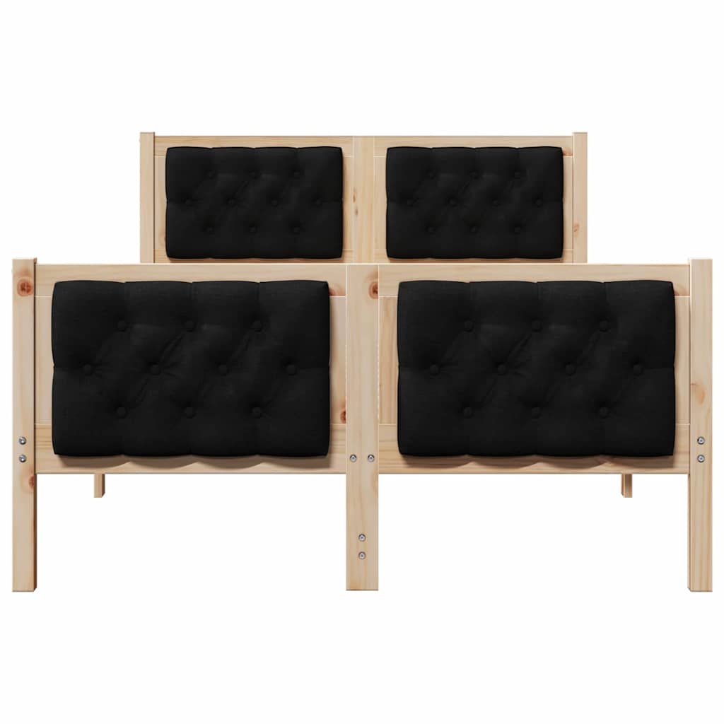 Bedframe met hoofdeinde Zwart 135 x 190 cm Massief grenenhout is nu te koop bij PeponiXL, paradijselijk wonen!