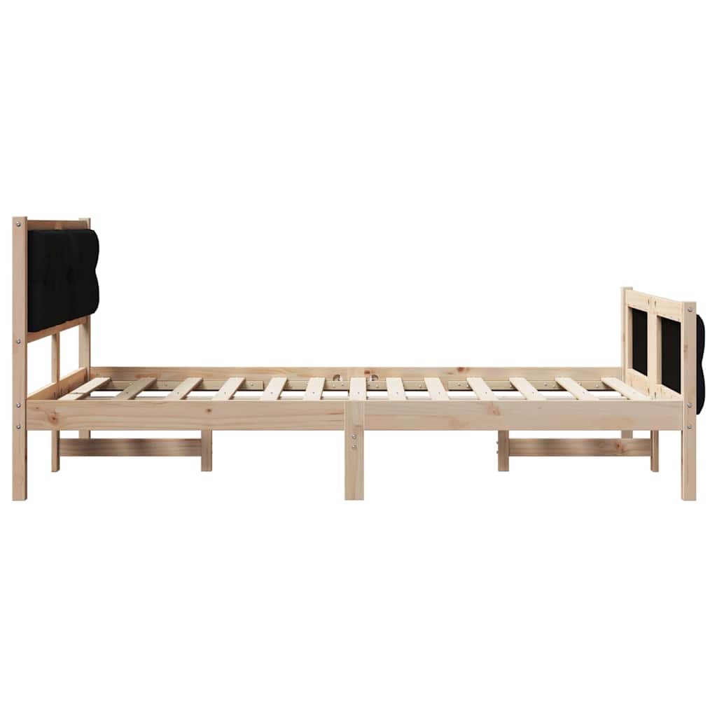 Bedframe met hoofdeinde Zwart 135 x 190 cm Massief grenenhout is nu te koop bij PeponiXL, paradijselijk wonen!