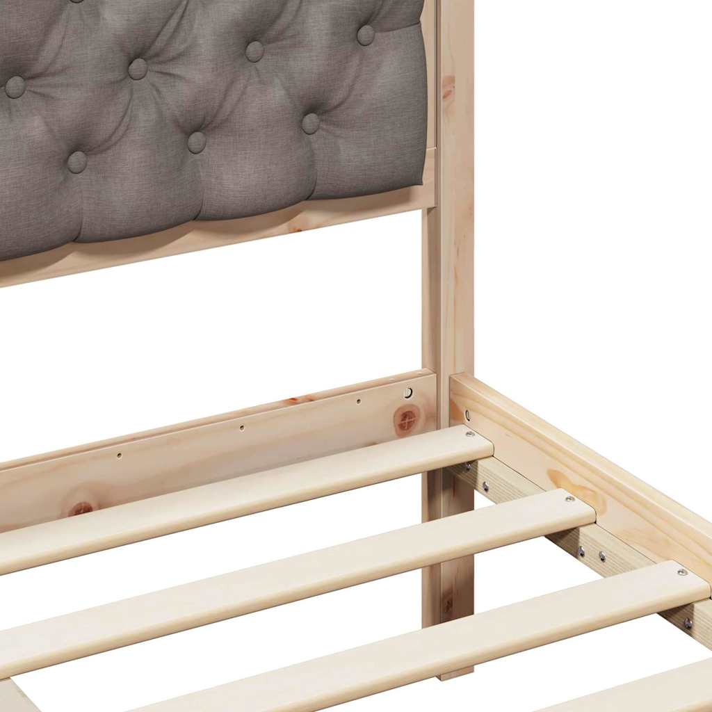 Bedframe met hoofdeinde Taupe 135 x 190 cm Massief grenenhout is nu te koop bij PeponiXL, paradijselijk wonen!