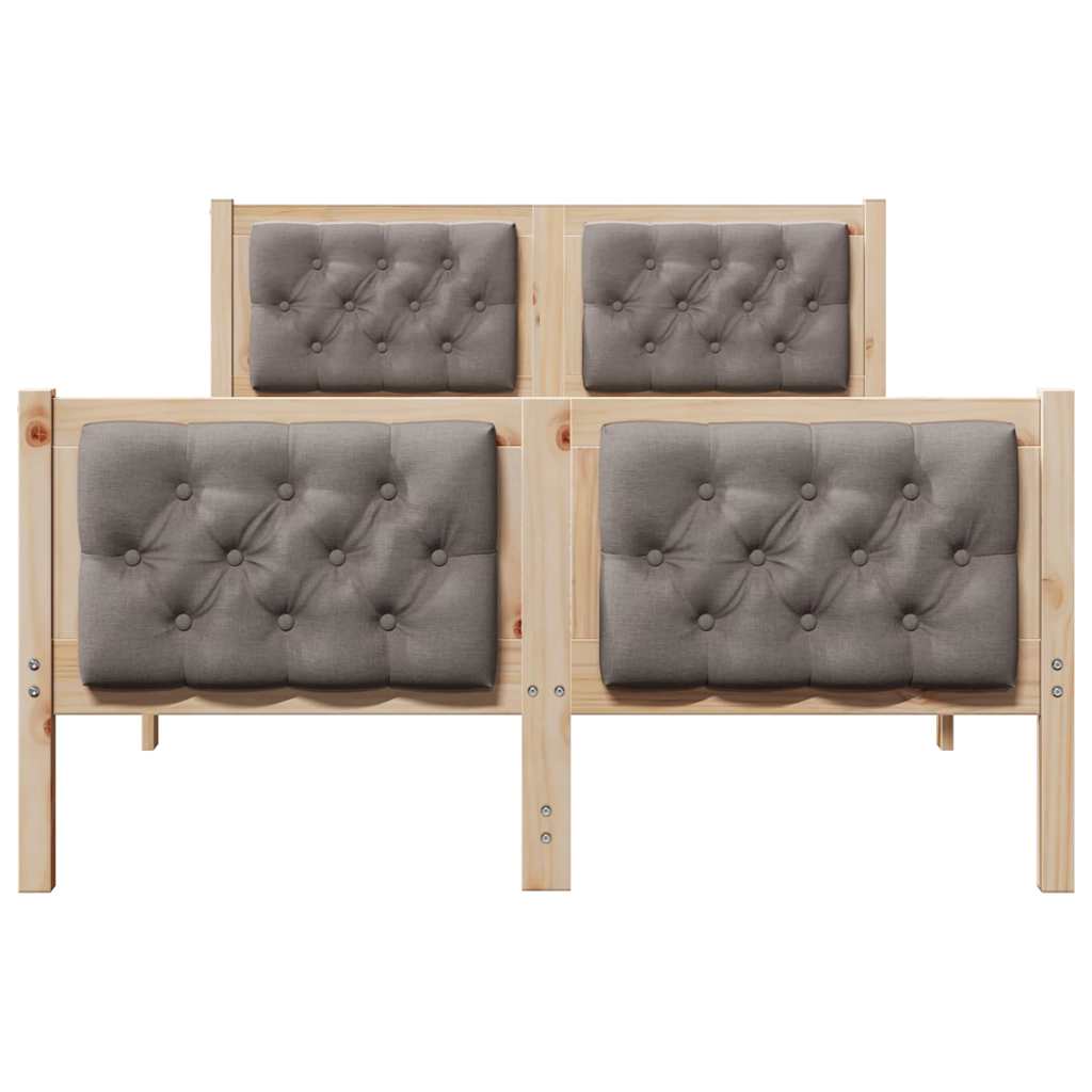 Bedframe met hoofdeinde Taupe 135 x 190 cm Massief grenenhout is nu te koop bij PeponiXL, paradijselijk wonen!